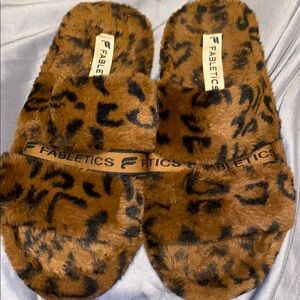 Fabletics Leopard Print Fuzzy Slippers